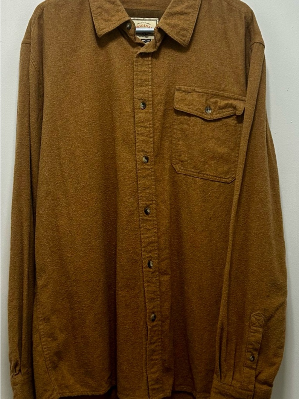 CQR Men's Casual Flannel Button-Down Shirt in Brown